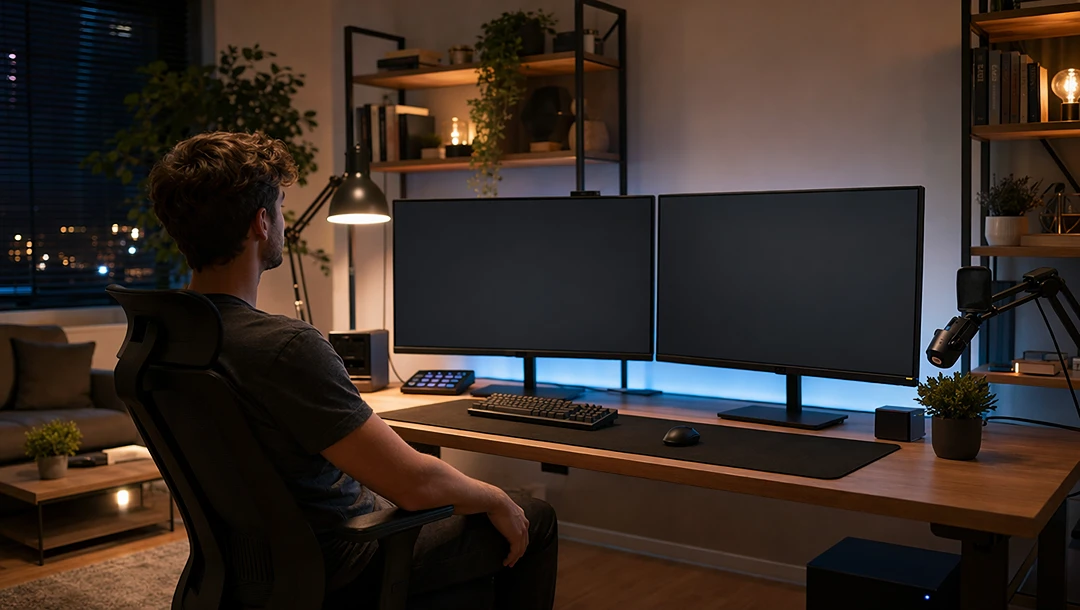 Image ref 1: Dual-Screen Room Montage