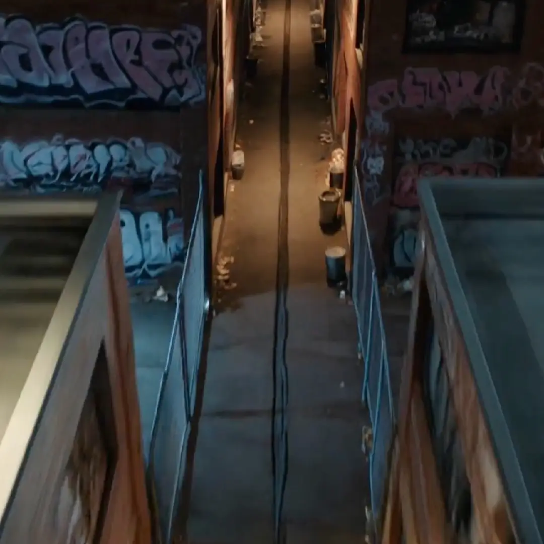 Dark urban alley environment reference