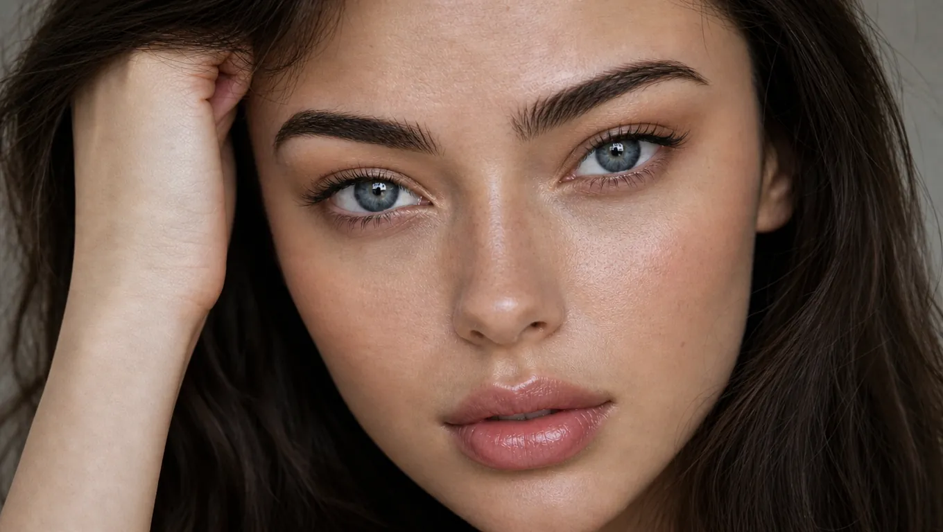 Before and after AI portrait enhancement softening plastic skin