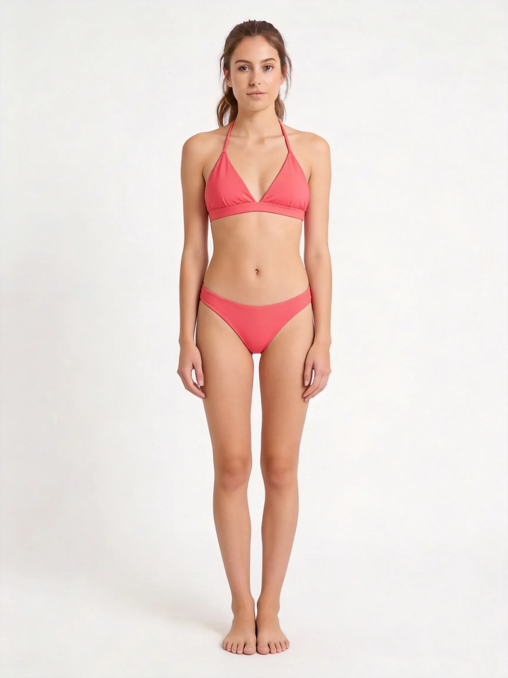 AI bikini try on swimwear catalog preview on a model photo