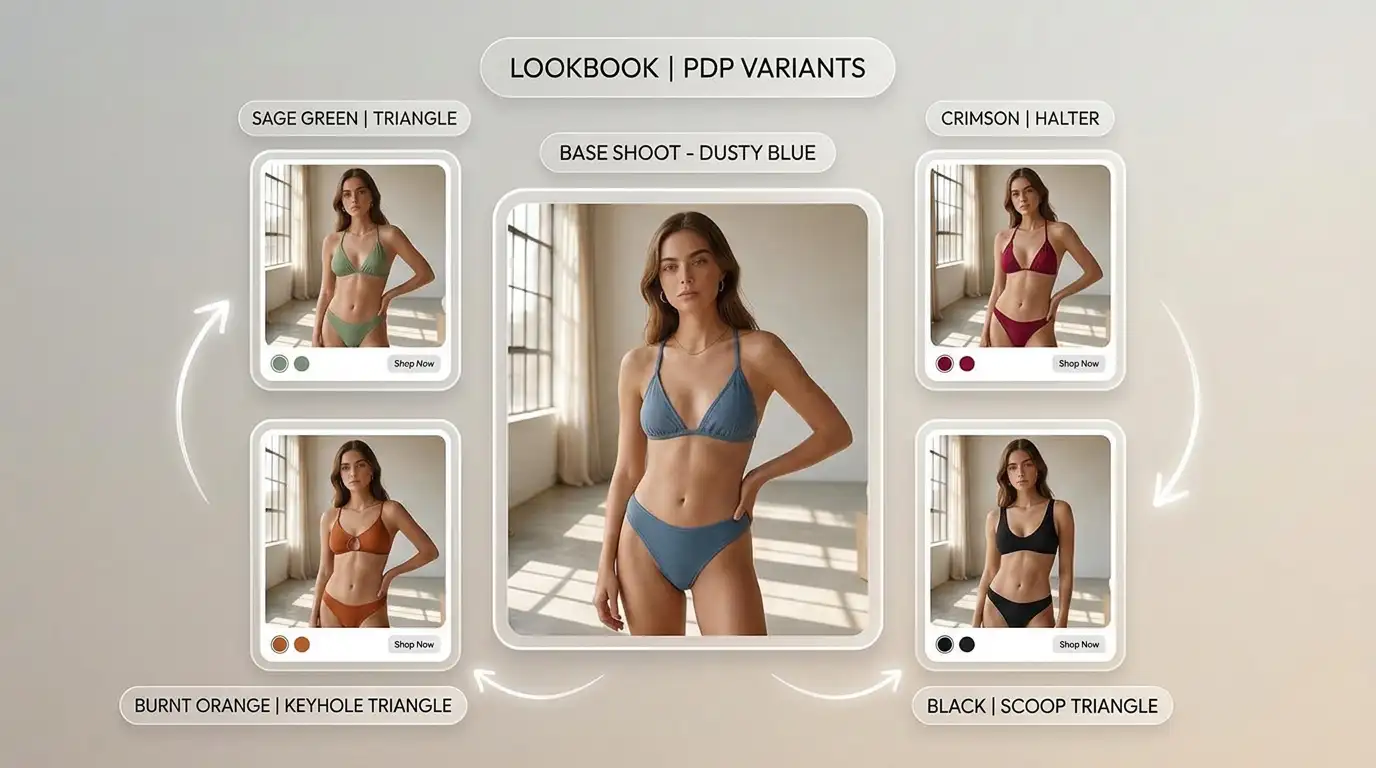 Ecommerce PDP lookbook AI bikini try on preview