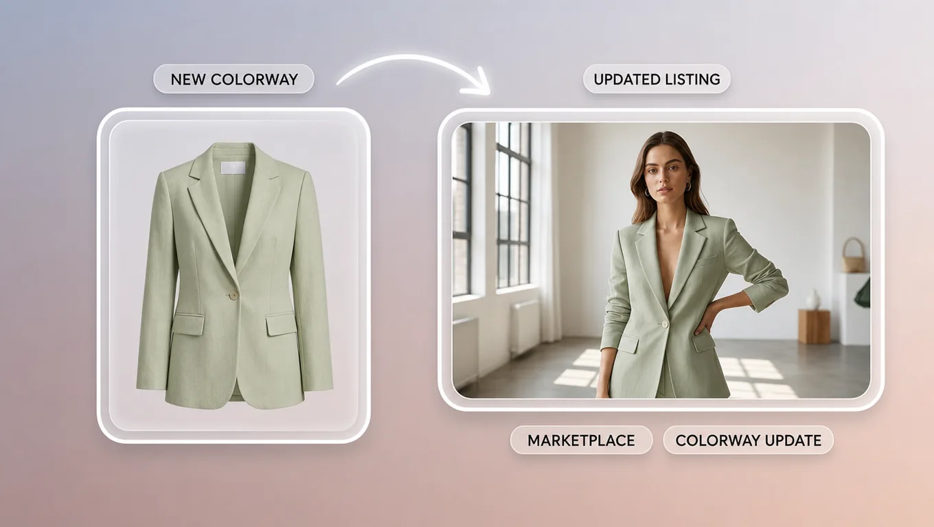 AI clothes changer marketplace listing outfit update preview