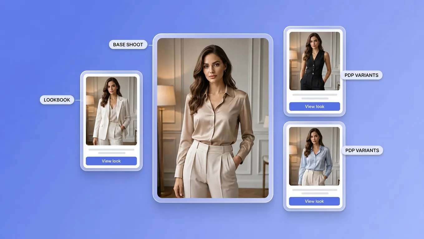 AI clothes changer PDP and lookbook outfit variants preview