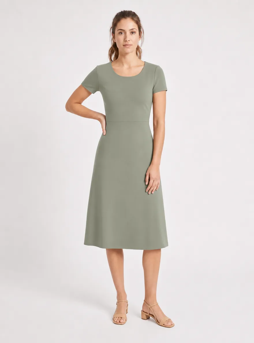 AI dress changer result showing a new dress on a model photo