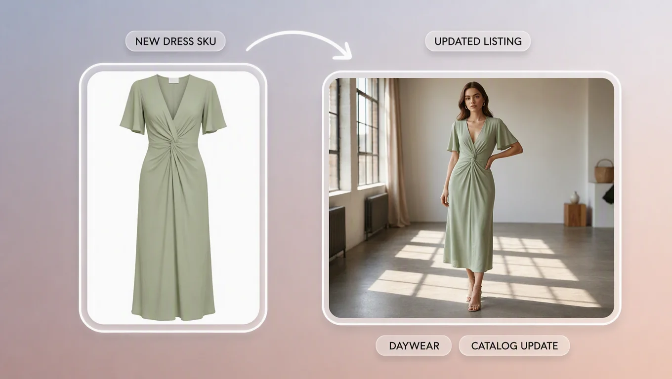 Daywear and occasion dress catalog virtual try on dress preview