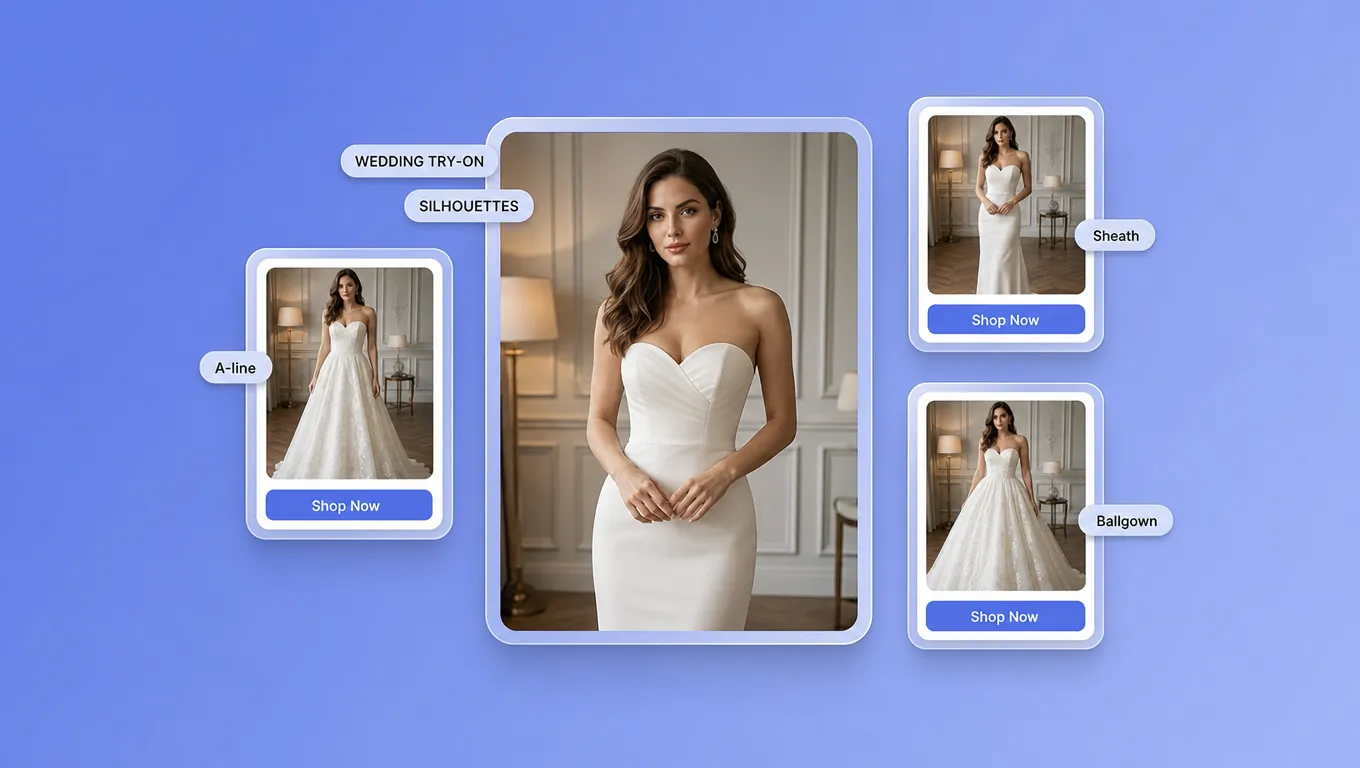 Virtual wedding dress try on bridal retail silhouette preview