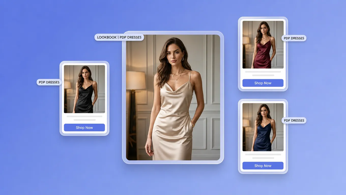 Ecommerce dress SKU catalog draft with AI dress changer
