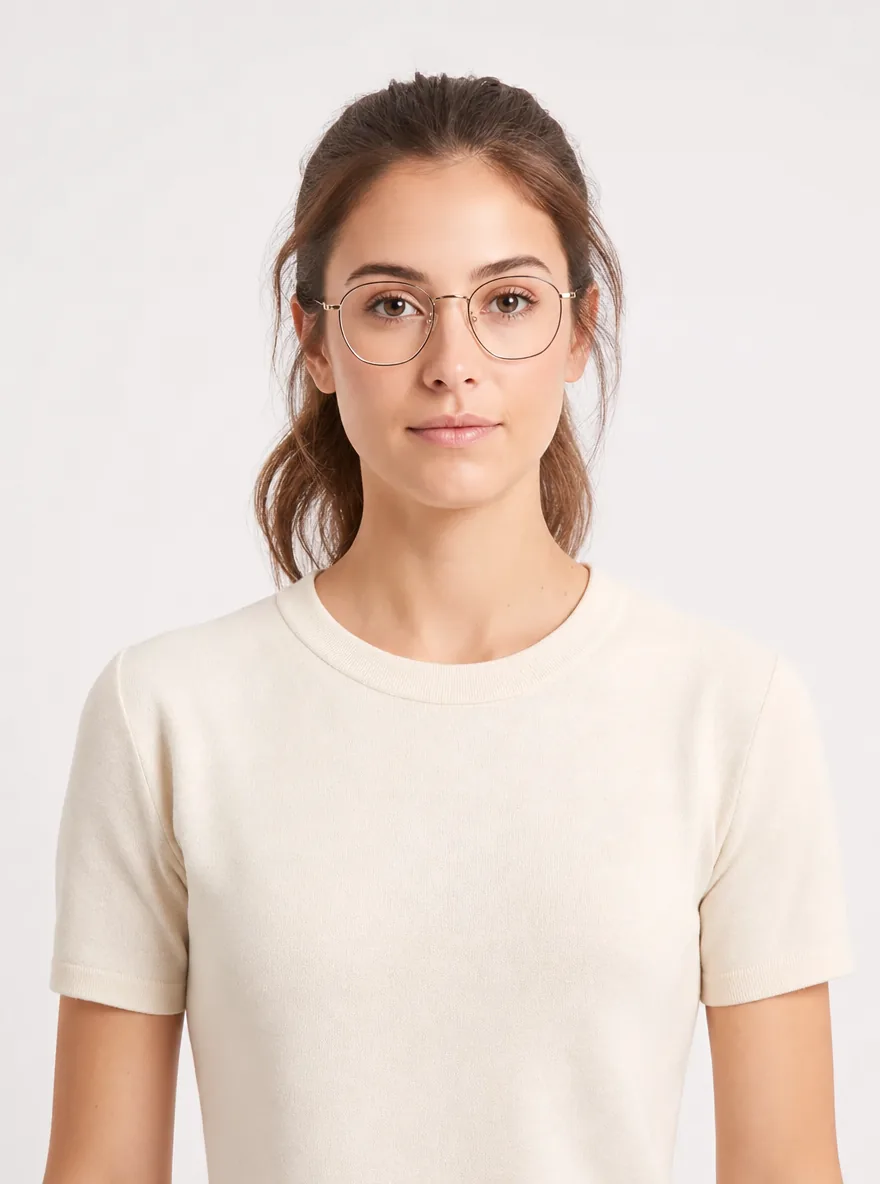 Virtual glasses try on result with frames on a model face for ecommerce