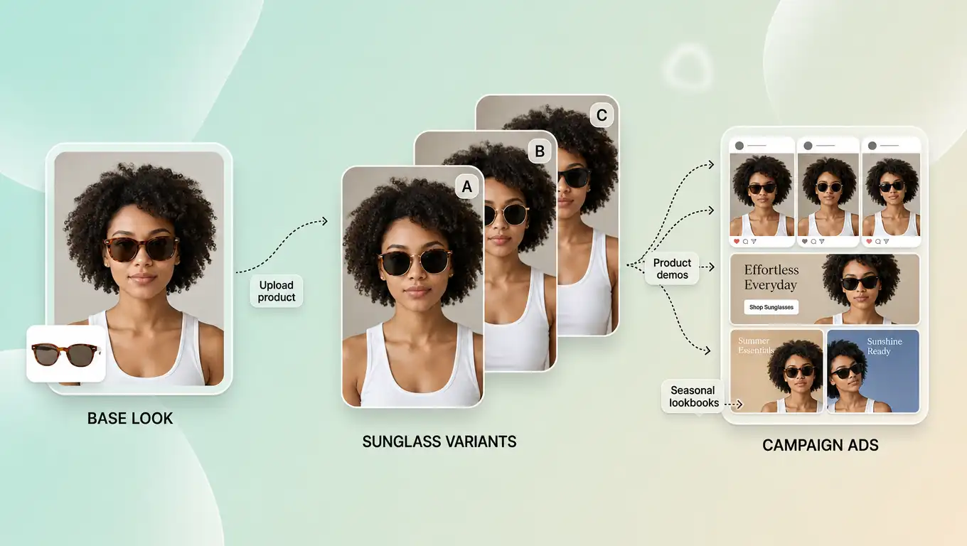 Sunglasses virtual try on for ads and campaigns