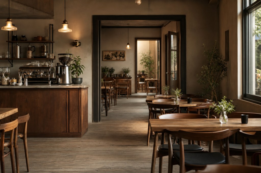 Boutique café interior reference image for the image to 3D world case