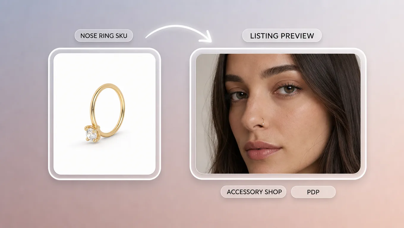 Accessory shop PDP nose ring virtual try on preview