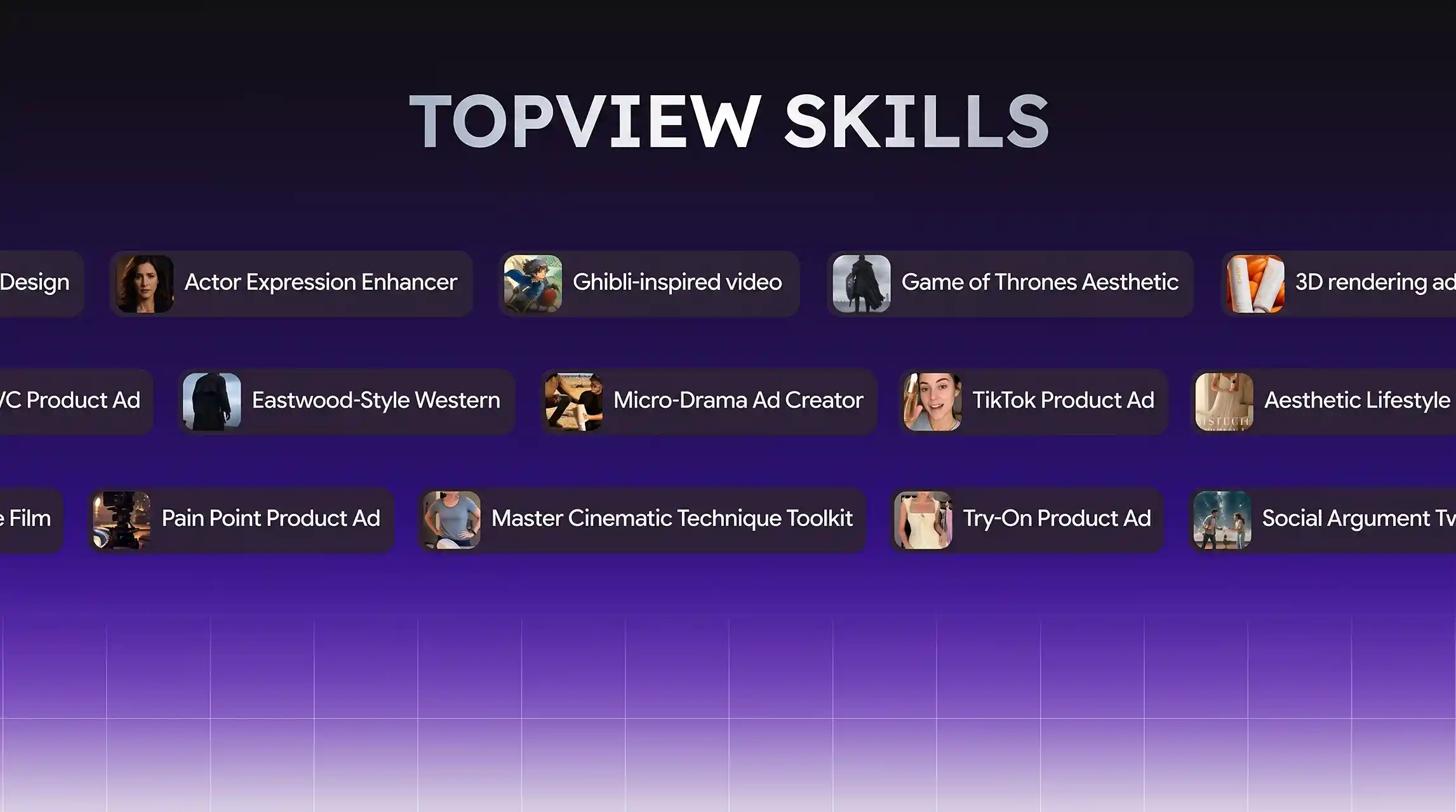 A rich library of built-in video skills