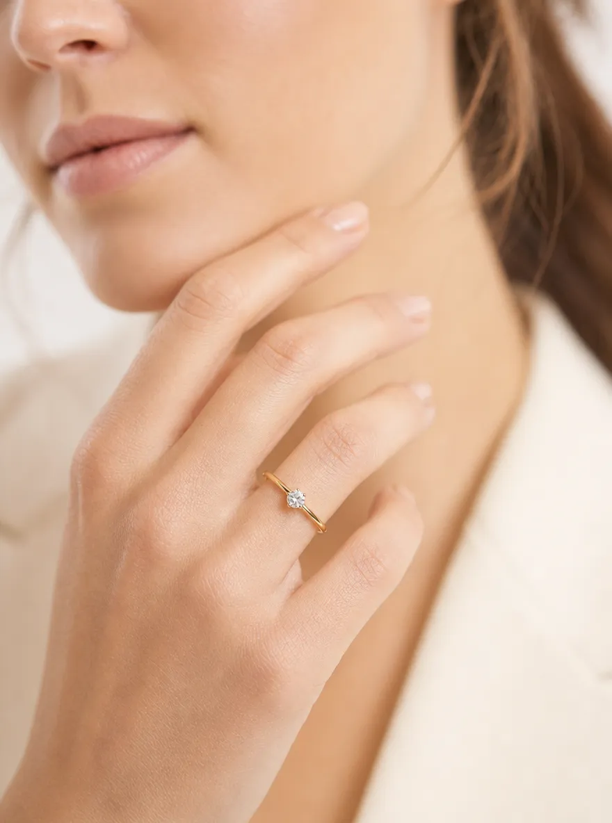 Virtual ring try on result on a model hand for jewelry listings