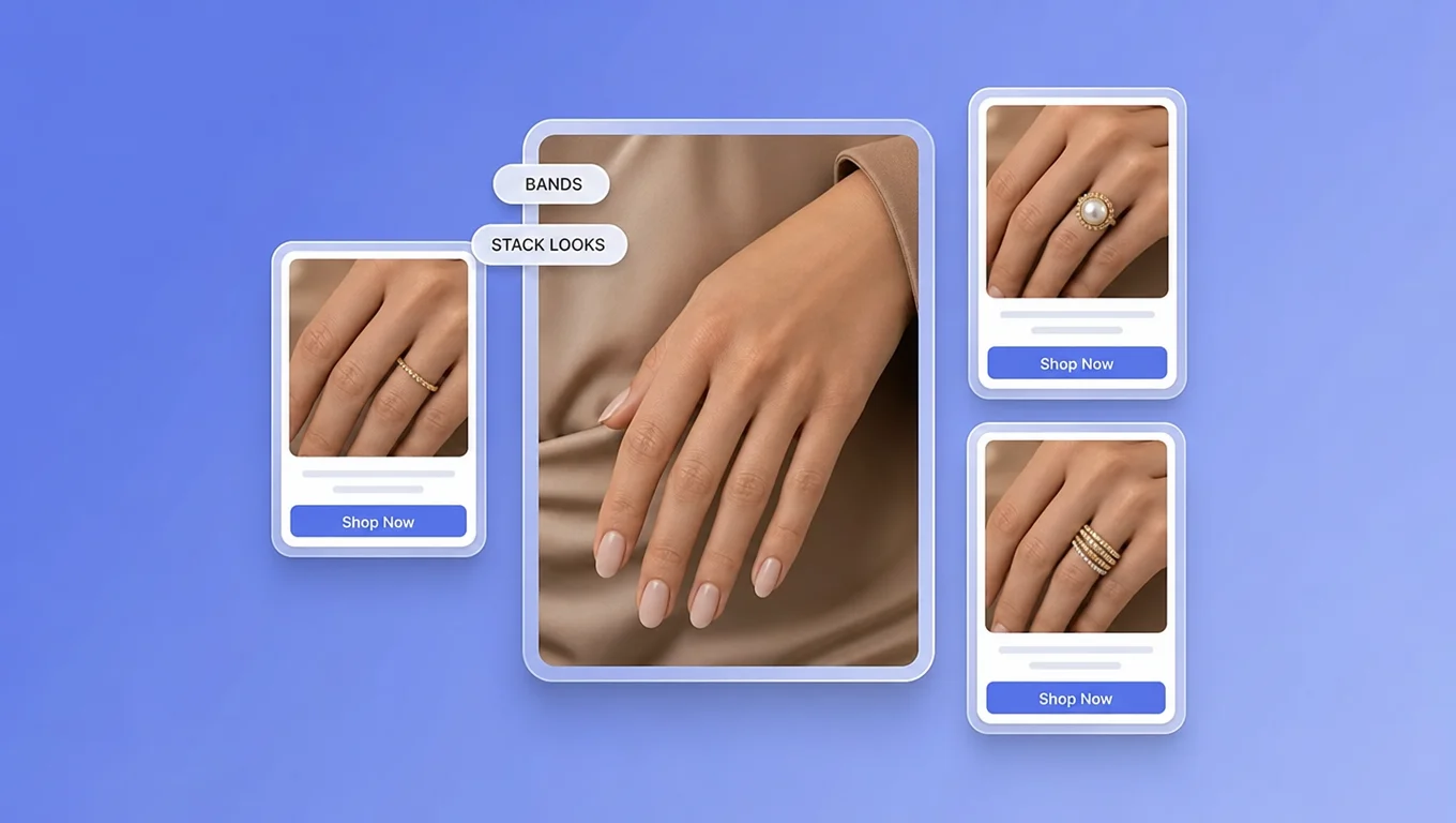 Fashion and stacking ring virtual try on for catalog merchandising