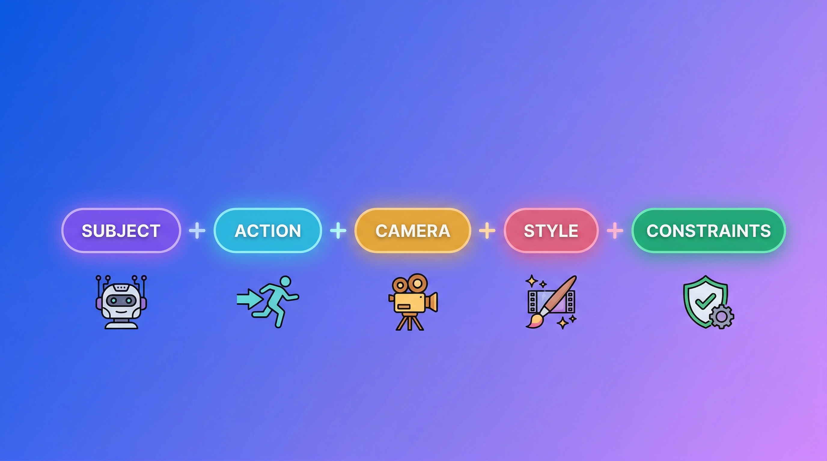 Seedance 2.0 prompt formula: Subject + Action + Camera + Style + Constraints