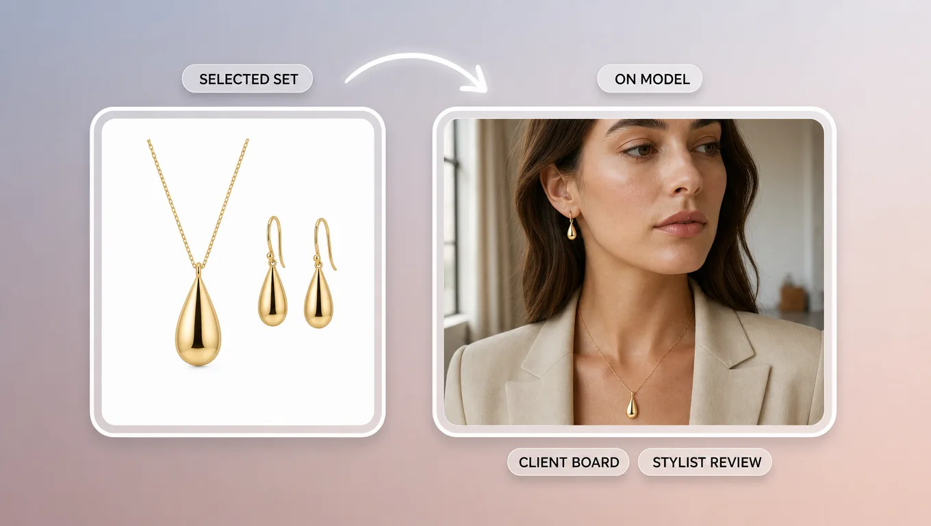 Jewelry style options for retail client approval