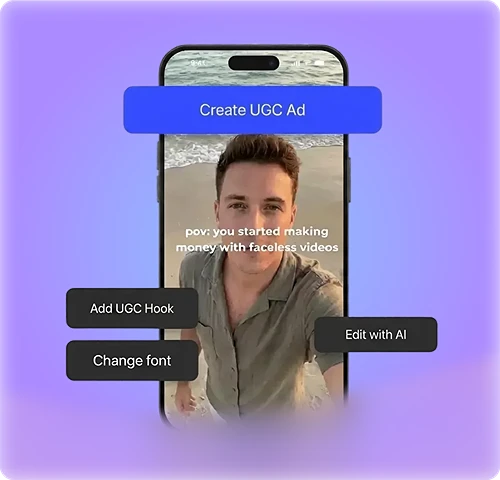 UGC Product Videos - Produce authentic AI UGC product videos featuring lifelike avatars that build social proof and trust, eliminating the need for influencer shipping.