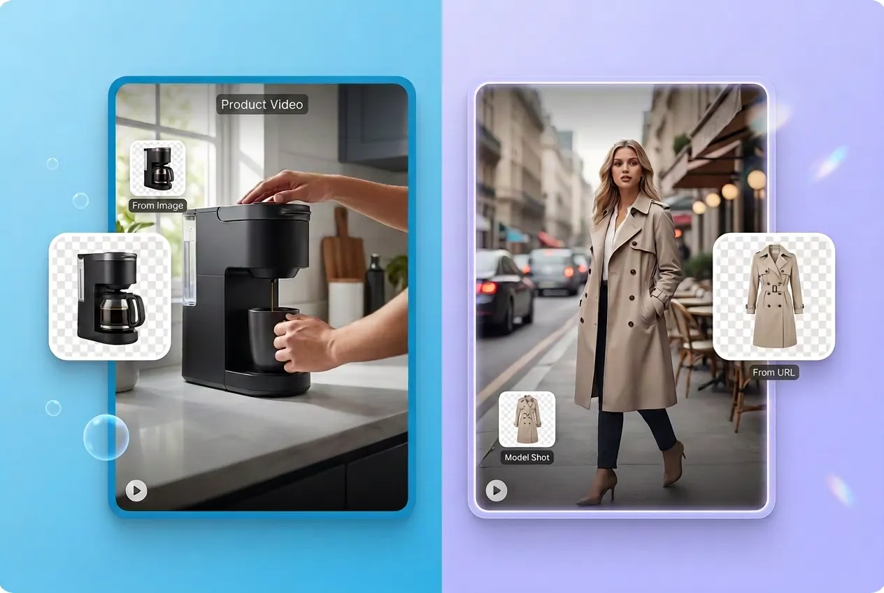 AI Product Video Generator from Image or URL - turn product assets into structured scenes and video ad variations.