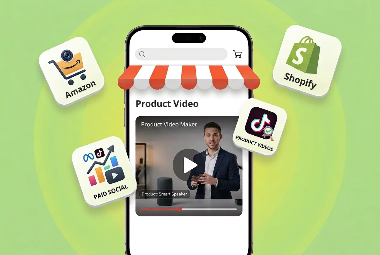 Product Video Maker for Ecommerce Stores - Shopify, Amazon, PDP, and paid social product videos.