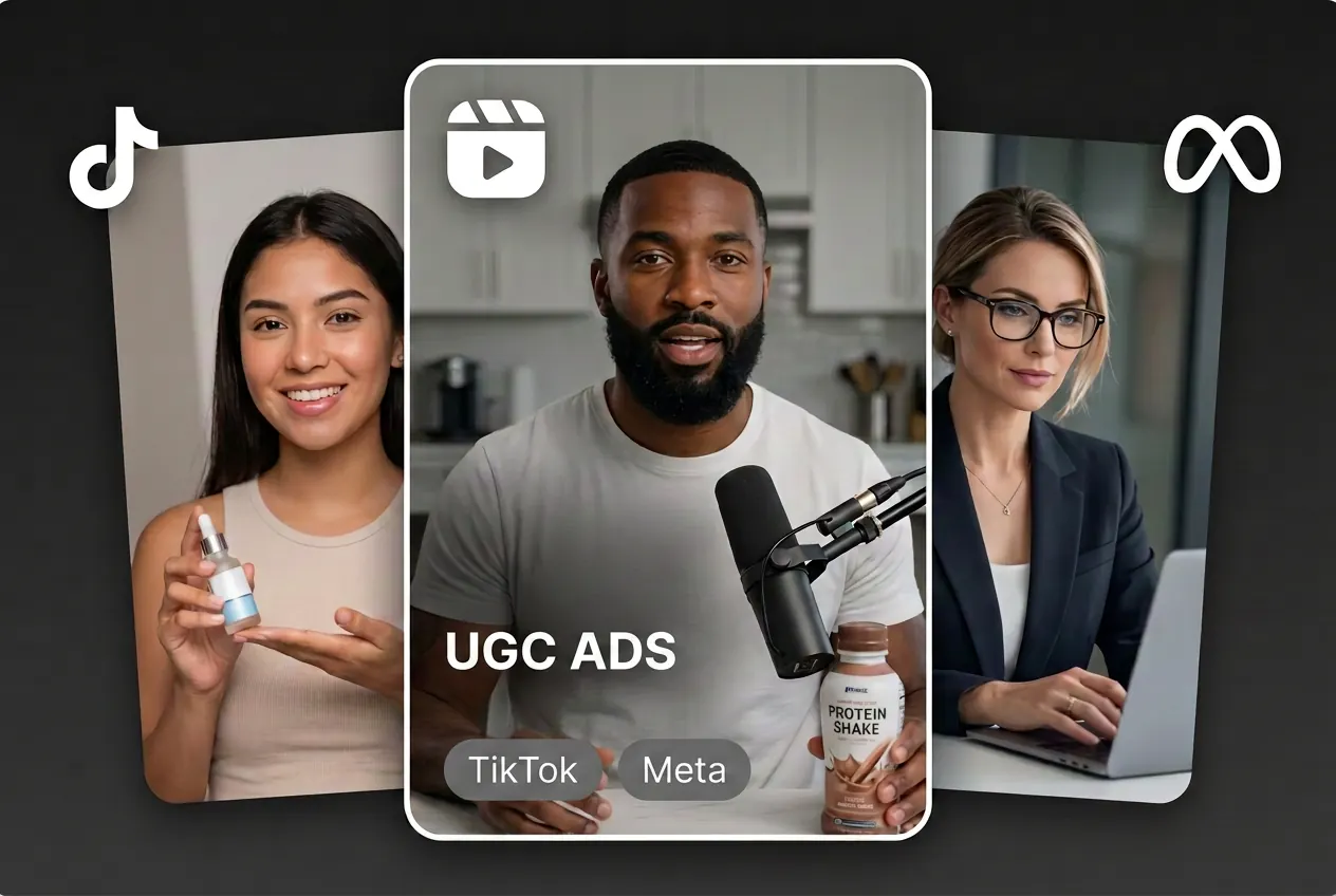 AI UGC Ads for TikTok, Reels, and Meta - UGC-style ad variations for paid social.
