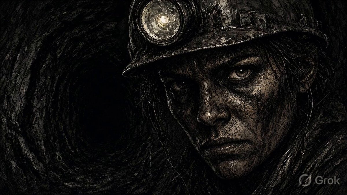 Cinematic Close-up of Female Coal Miner