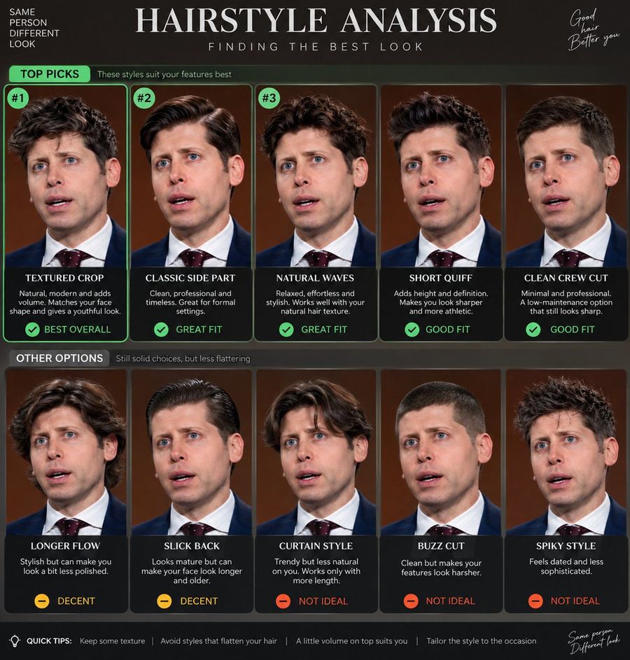 Hairstyle Analysis Comparison Portrait
