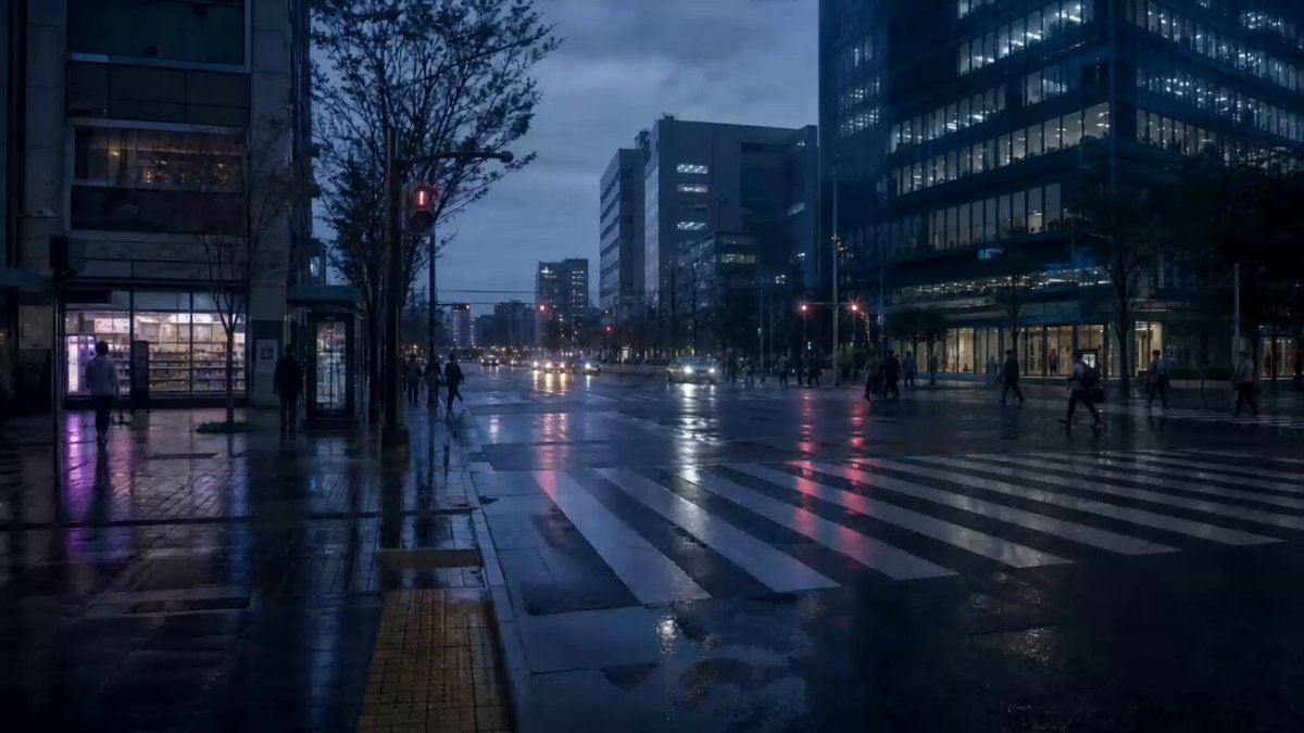 Fantasy Cinematic Rainy Street Scene
