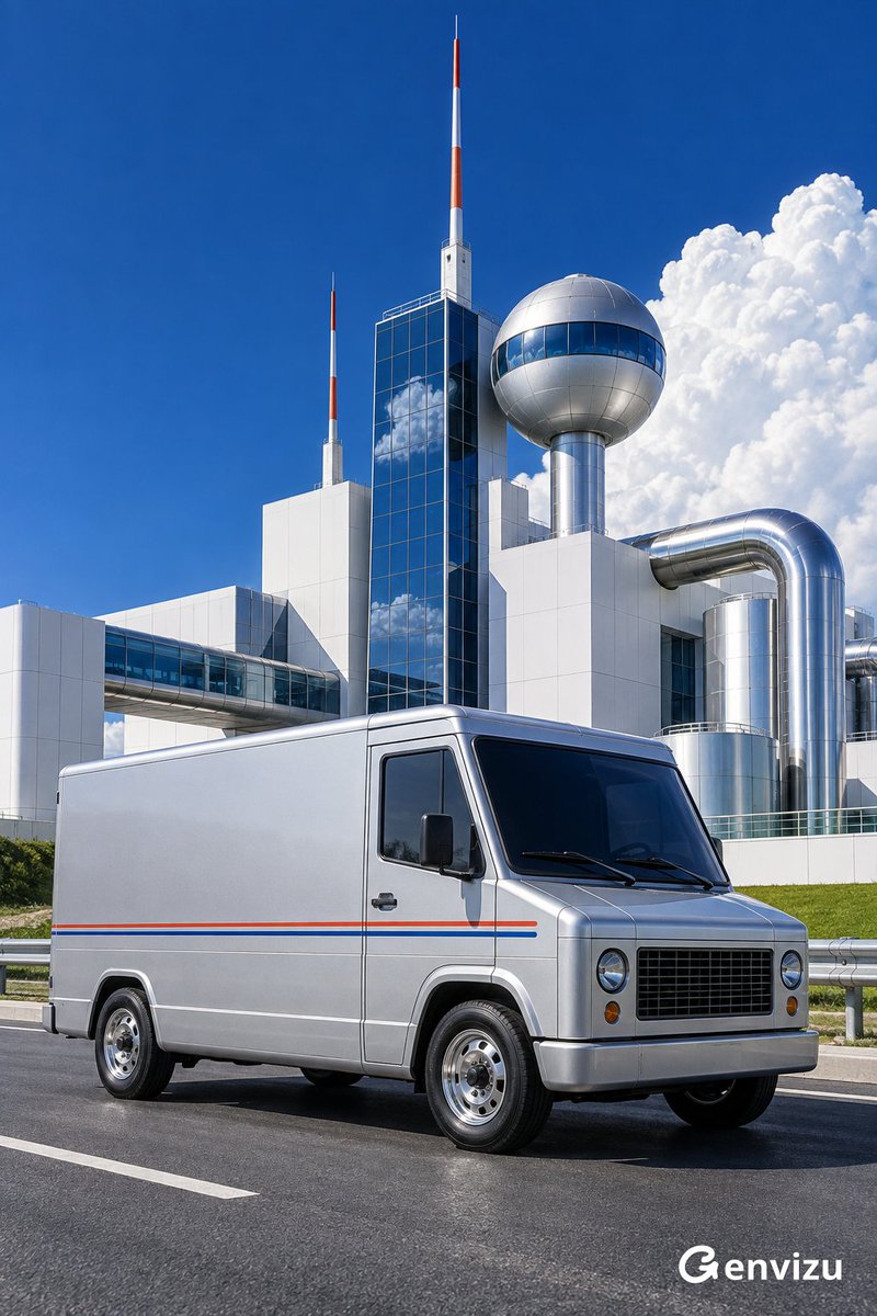 Retro-Futuristic Logistics Vehicle Photography