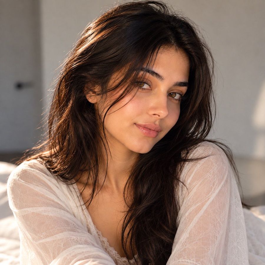 Serene Wavy Hair Photo Collage