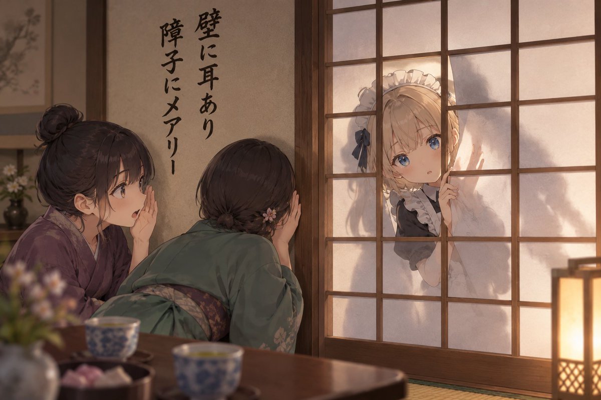 Whispering Anime Scene by Shoji Doors