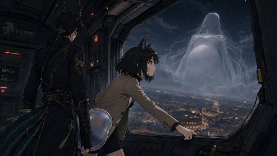 Anime Airship and Ghostly Madonna