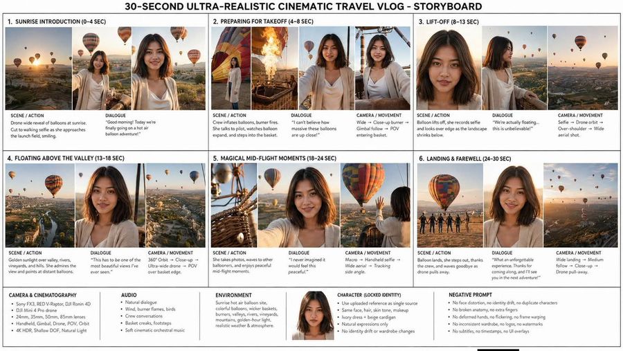 Hot Air Balloon Vlog Storyboard