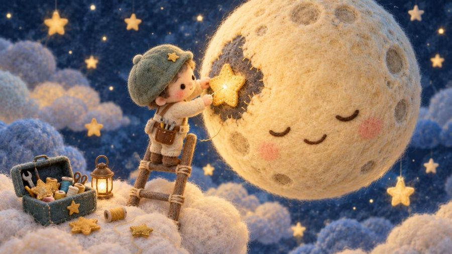 Felt Moon Repair Miniature Scene