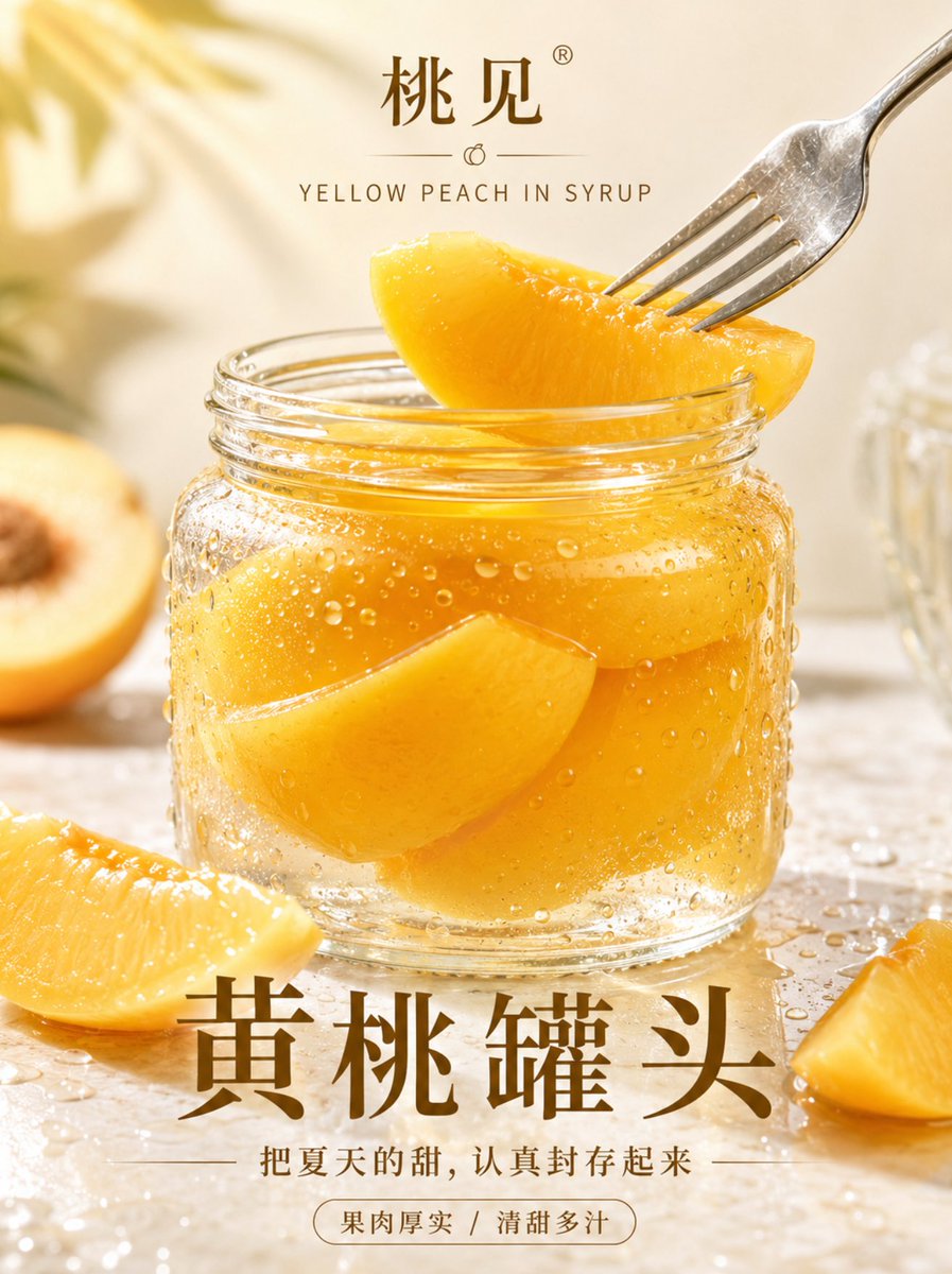 High-End Realistic Canned Peach Poster