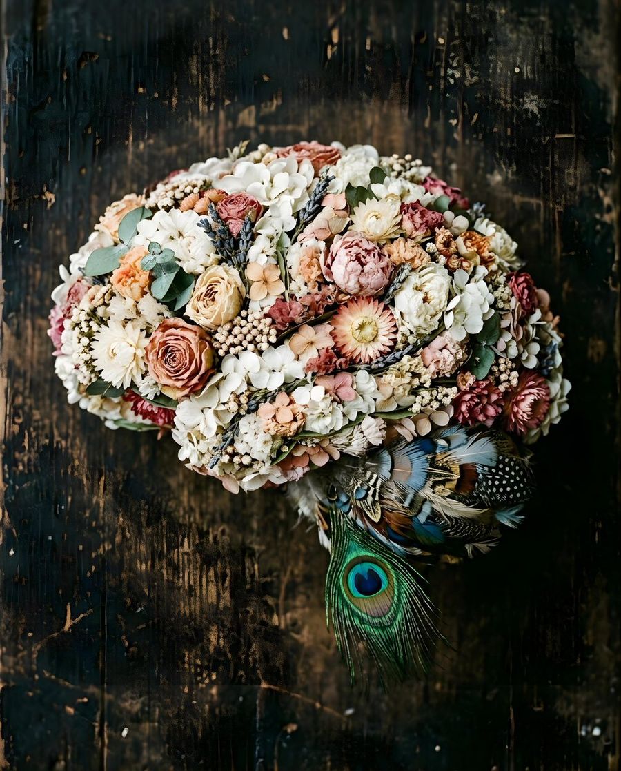 Dried Flower Brain Sculpture