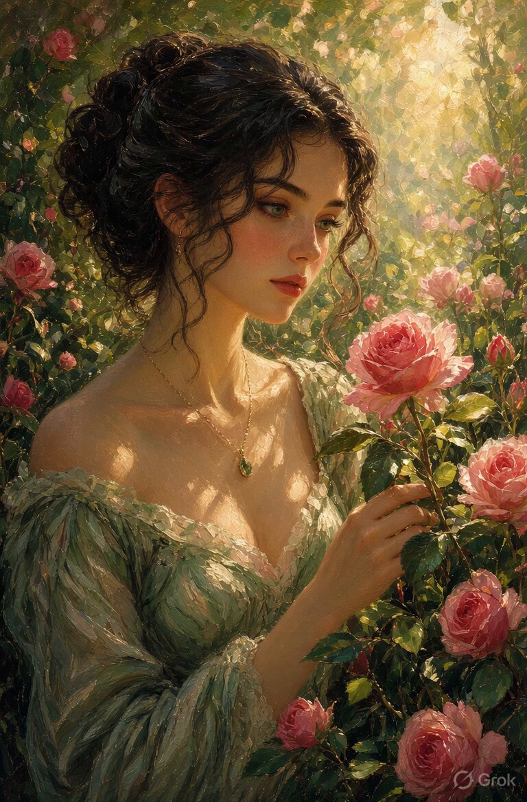 Serenity in a Sunny Rose Garden