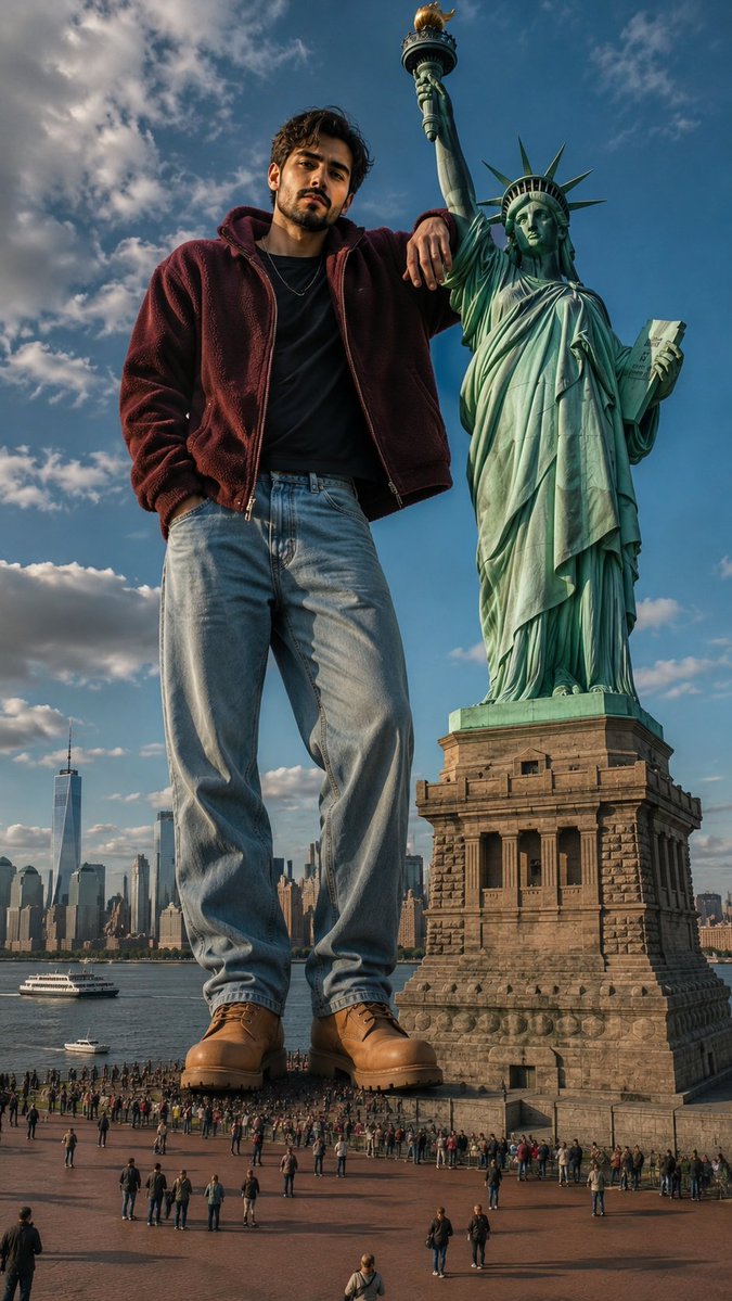 Giant by the Statue of Liberty