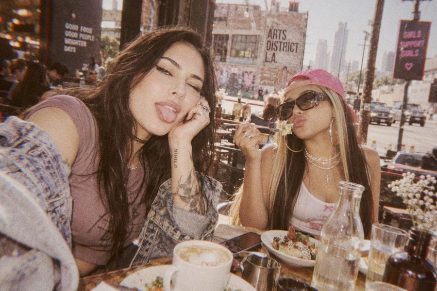 Vintage Selfie of Two Women Dining in LA