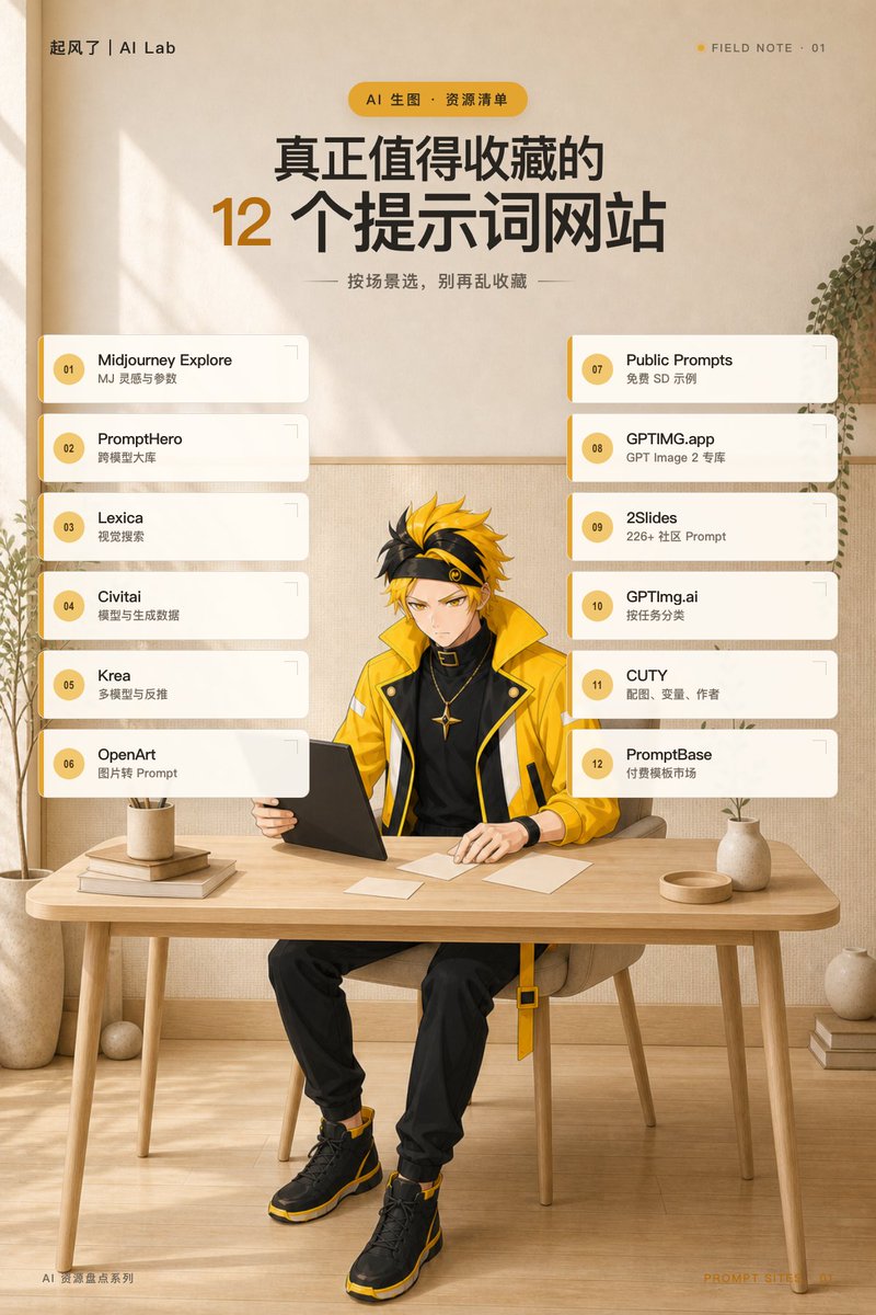 Anime-Style Prompt Website Infographic Poster