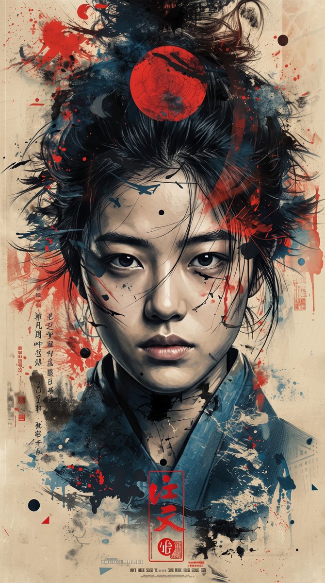 East Asian Samurai Style Graphic Poster