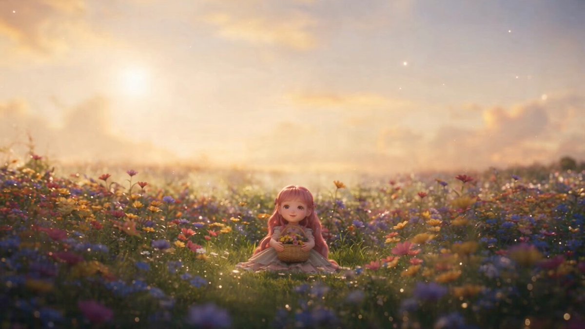 Cute Anime Girl Magic Garden Scene