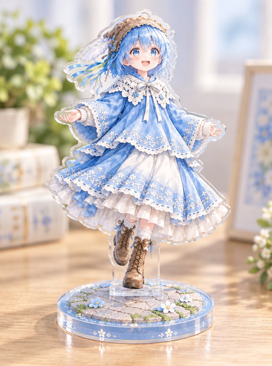 Blue-Haired Anime Bard Acrylic Stand