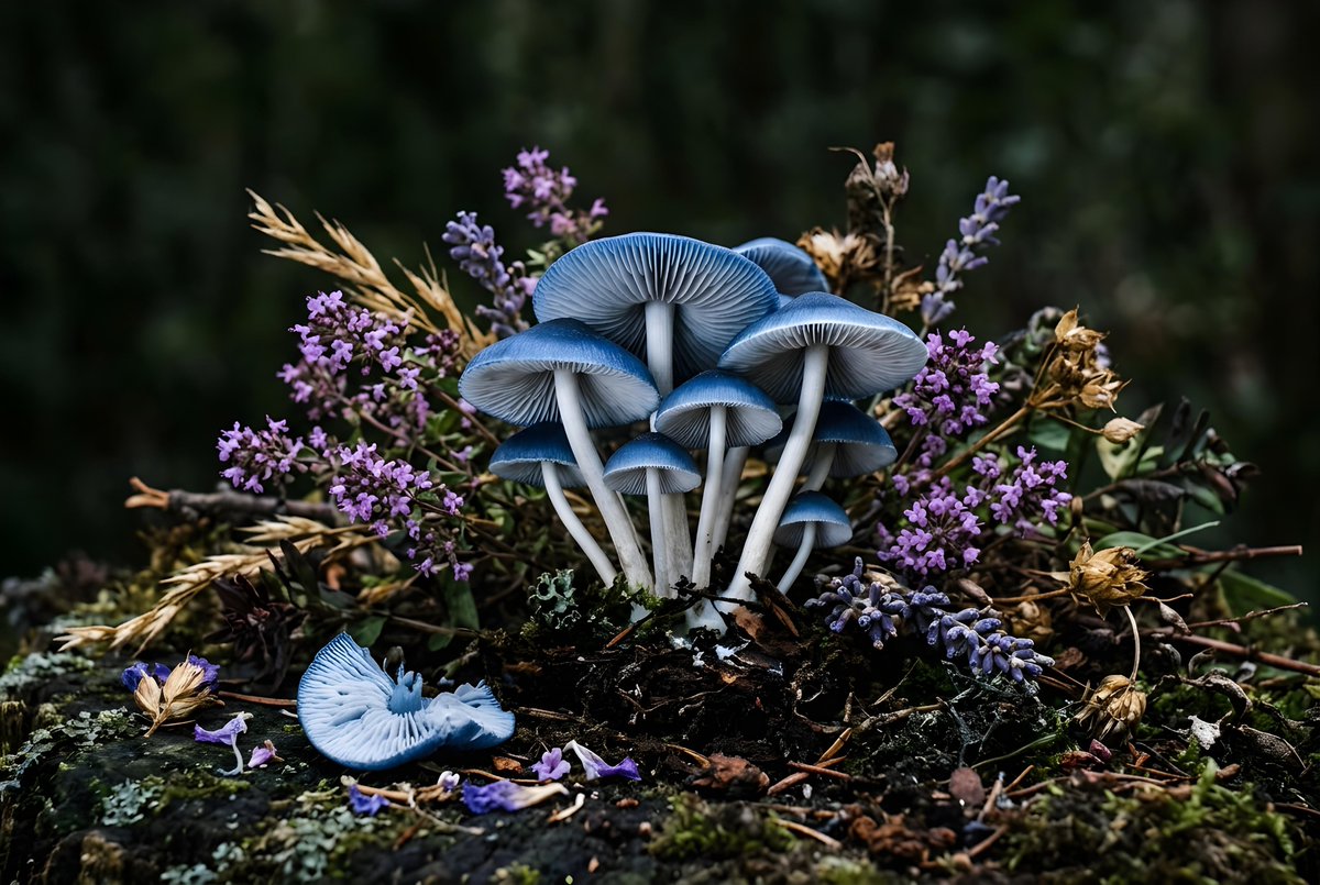 Blue Mushroom Still Life