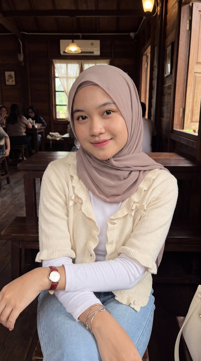 Cozy Cafe Hijab Portrait