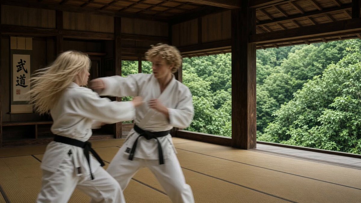 Martial Arts Dojo Sparring Video Prompt