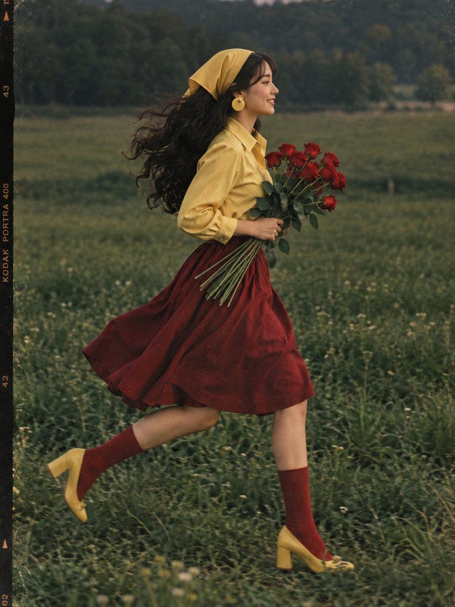 Vintage Film Photography: Running Woman