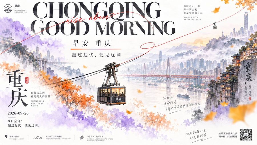 Chongqing Morning Travel Poster
