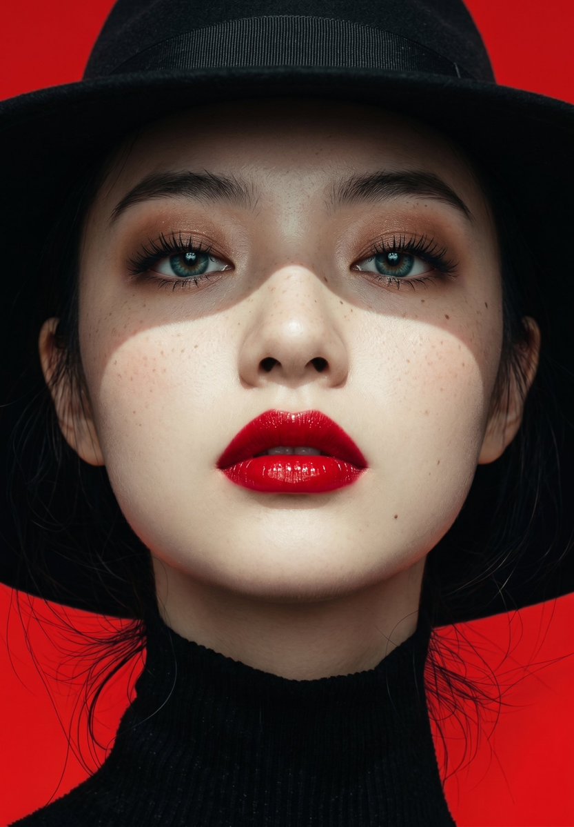 Avant-Garde Chiaroscuro Red Portrait