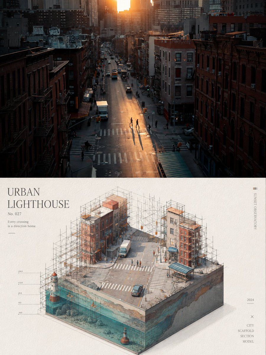 Isometric Miniature Architectural Landscape Poster
