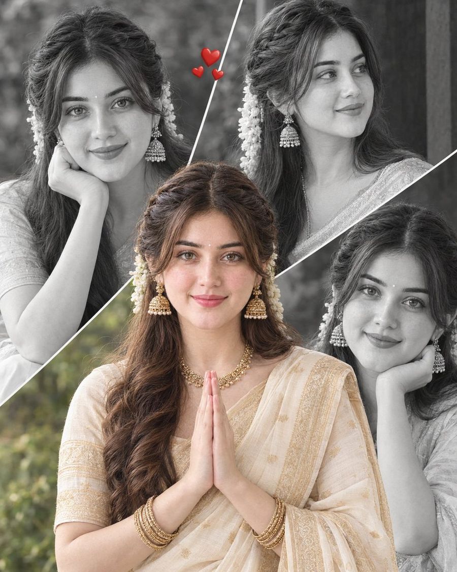 South Asian Woman Traditional Attire Collage